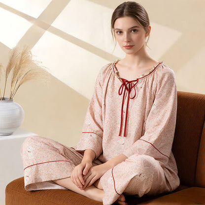 Floral Bear Cotton Ruffled Loungewear Set - image 1