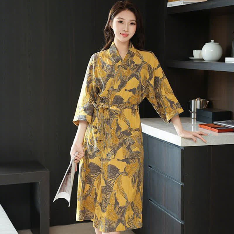Floral Cotton Double Gauze Kimono Robe - image 2
