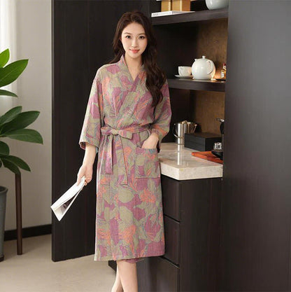 Floral Cotton Double Gauze Kimono Robe - image 6