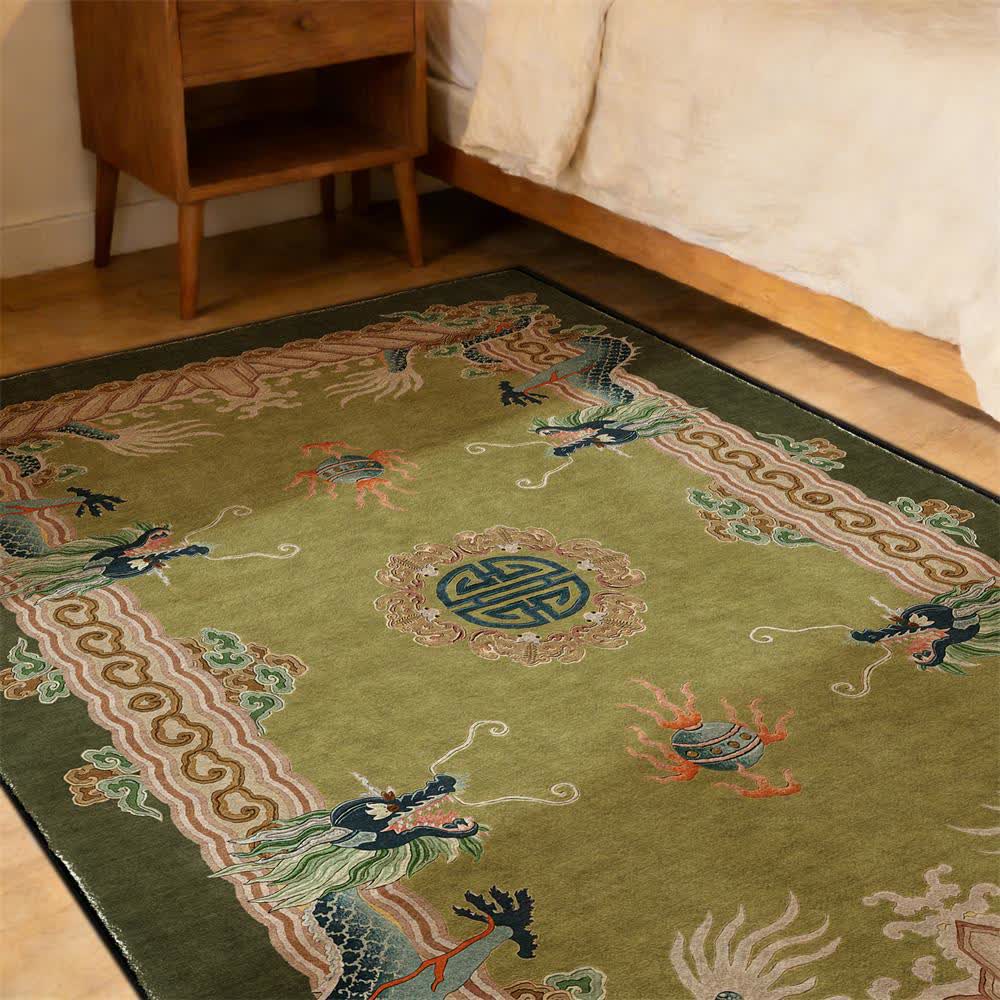 Chinese Style Classical Dragon Motif Area Rug - image 4