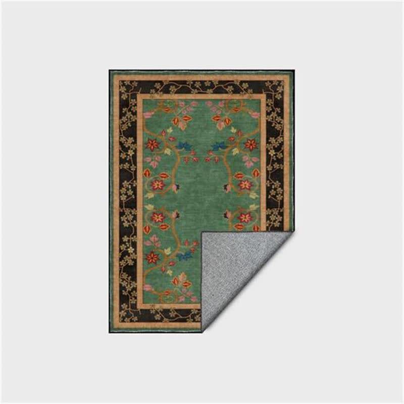 Retro Botanical Motif Washable & Foldable Carpet - image 5