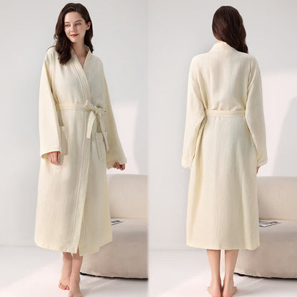 Minimalist Cotton Waffle Texture Bath Robe - image 19