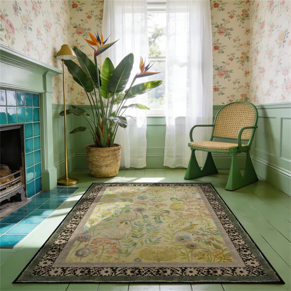 Country Floral & Bird Non-Slip Area Rug - image 1