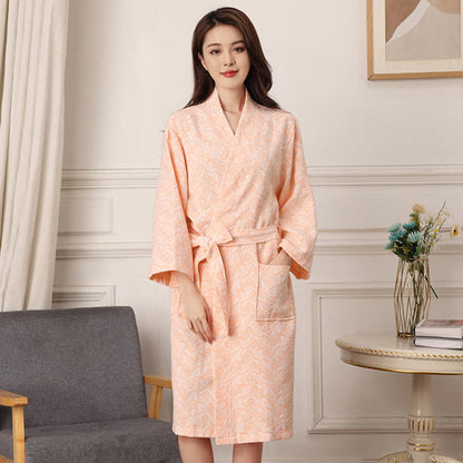 Abstract Pattern Pure Cotton Bath Robe - Orange - XXL - image 9