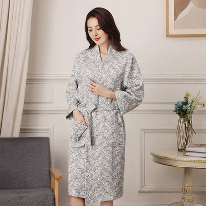 Abstract Pattern Pure Cotton Bath Robe - Gray - XXL - image 0