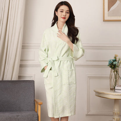 Abstract Pattern Pure Cotton Bath Robe - Green - XXL - image 11