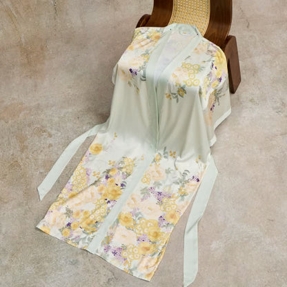Dreamy Delilah Oriental Yellow Floral Kimono Style Bathrobe - image 4