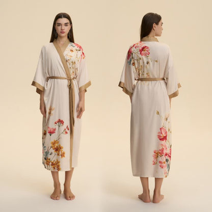 Island Romance Oriental Luxurious Flower Kimono Style Bathrobe - image 2