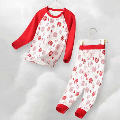 Auspicious Pattern Cotton Kids Loungewear Set - image 3