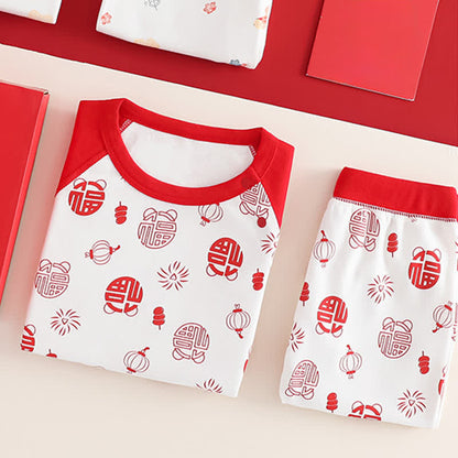 Auspicious Pattern Cotton Kids Loungewear Set - image 2