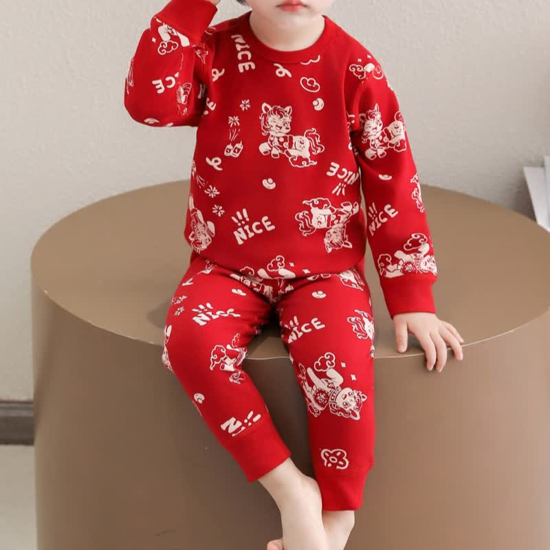 Festive Pony Cotton Kids Loungewear Set - image 2