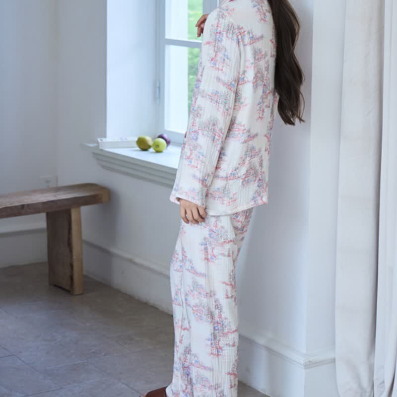Oriental Artistic Tree Cotton Gauze Loungewear - image 6