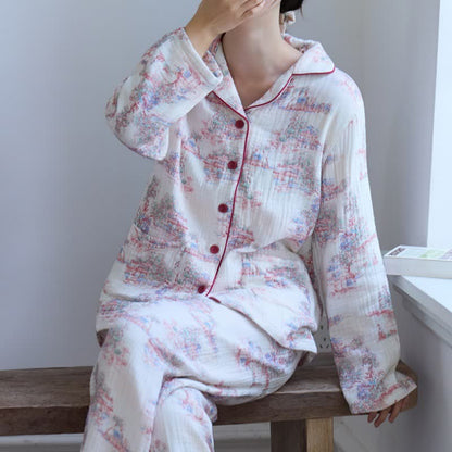 Oriental Artistic Tree Cotton Gauze Loungewear - image 4