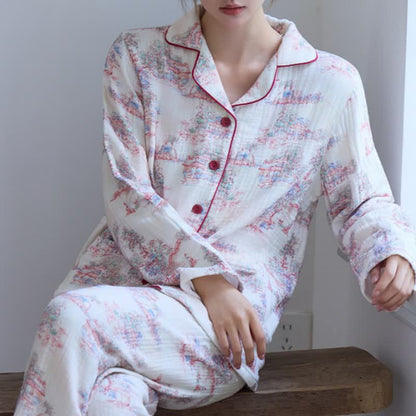 Oriental Artistic Tree Cotton Gauze Loungewear - image 3