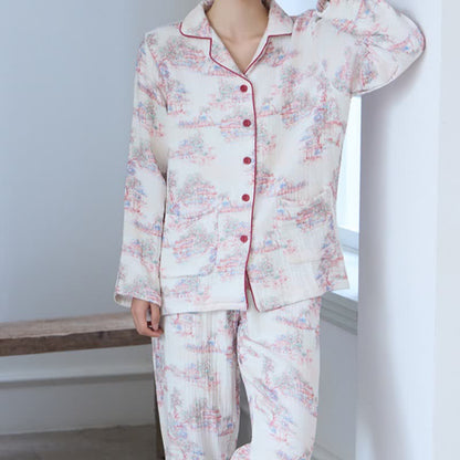 Oriental Artistic Tree Cotton Gauze Loungewear - image 2