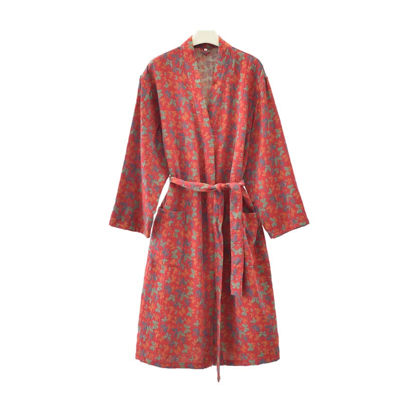 Butterfly Jacquard Cotton Gauze Kimono Robe - image 4