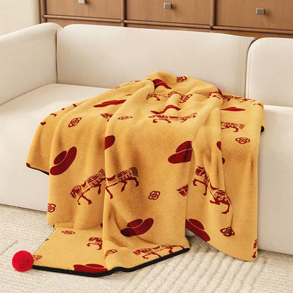 Year of the Horse Prosperity Fleece Throw - Yellow - 59"W x 79"L - image 5