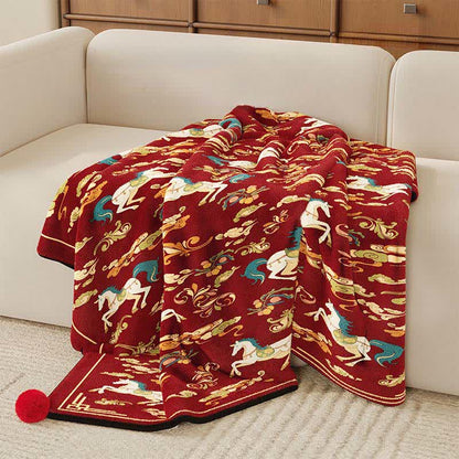 Festive Horse Flannel Fleece Throw Blanket - image 2