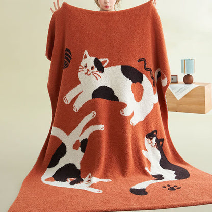 Playful Cats Knit Fleece Throw Blanket - image 1