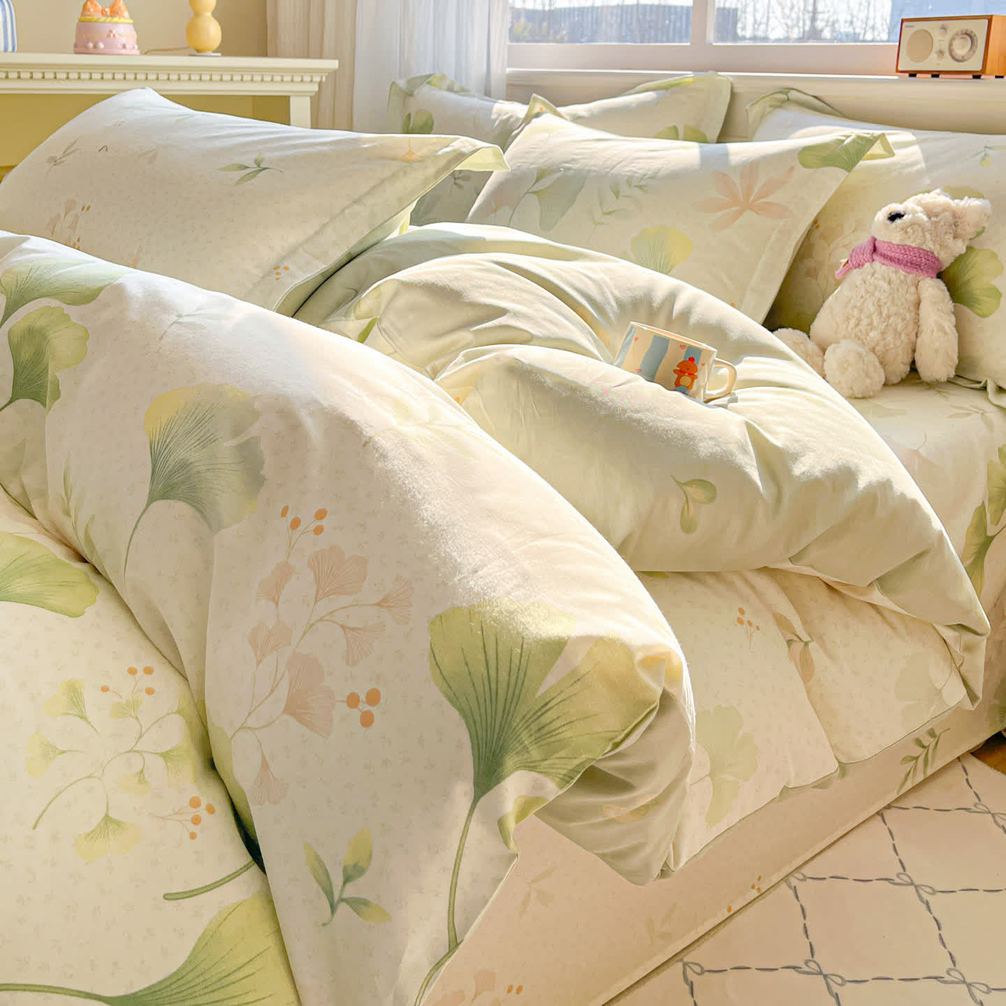 Fresh Rustic Ginkgo Leaf Cotton Bedding - Bedding Set - King - image 0