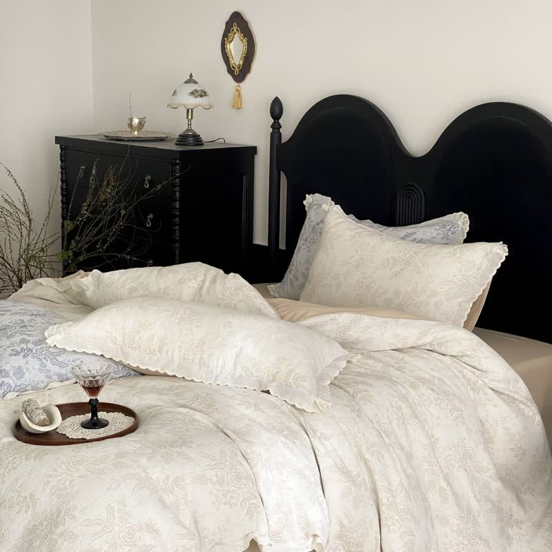 Vintage Subtle Rose Cotton Gauze Bedding Set(4PCS) - image 8