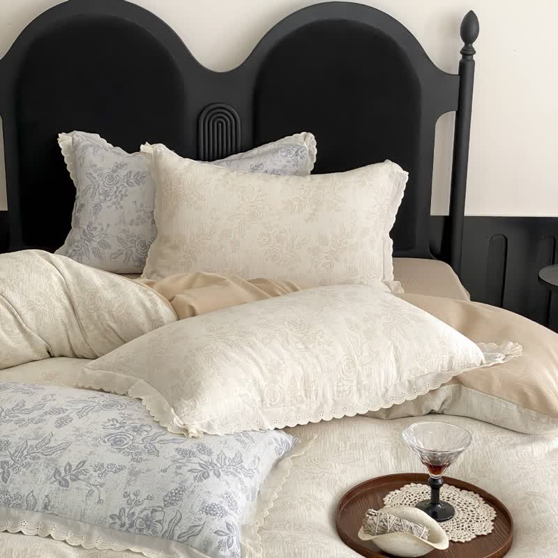 Vintage Subtle Rose Cotton Gauze Bedding Set(4PCS) - image 11