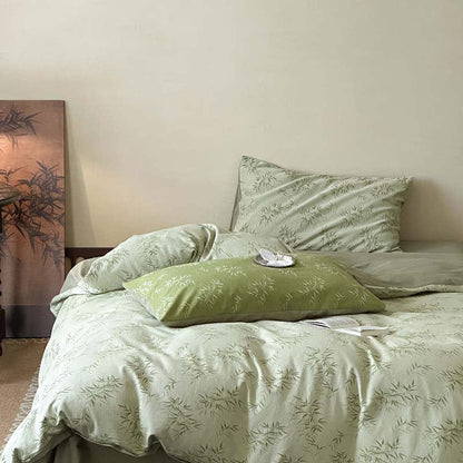 Oriental Bamboo Leaf Jacquard Cotton Bedding Set(4PCS) - image 2