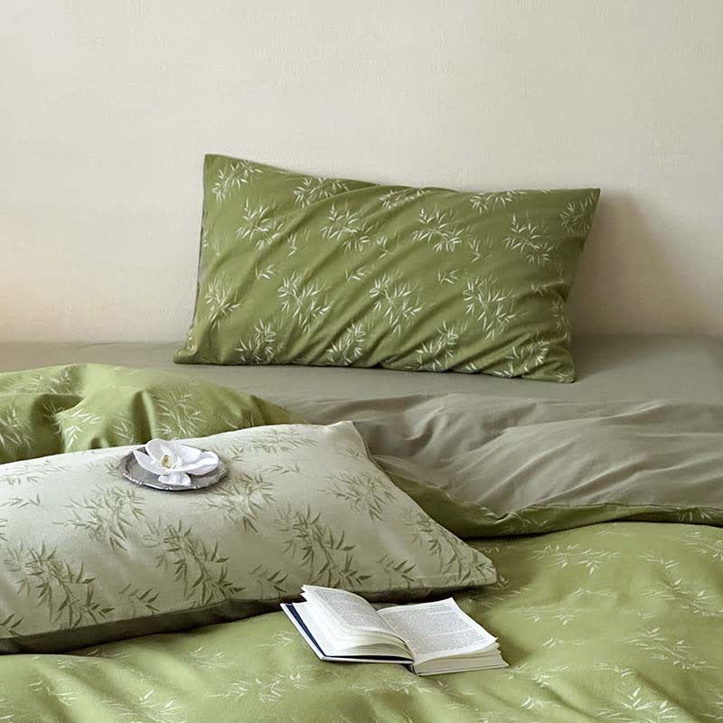 Oriental Bamboo Leaf Jacquard Cotton Bedding Set(4PCS) - image 11