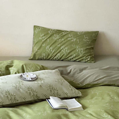 Oriental Bamboo Leaf Jacquard Cotton Bedding Set(4PCS) - image 11