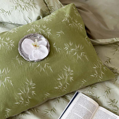 Oriental Bamboo Leaf Jacquard Cotton Bedding Set(4PCS) - image 8