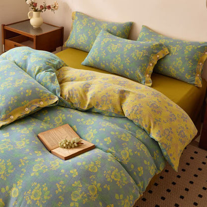 Green & Yellow Rose Cotton Gauze Bedding - image 2