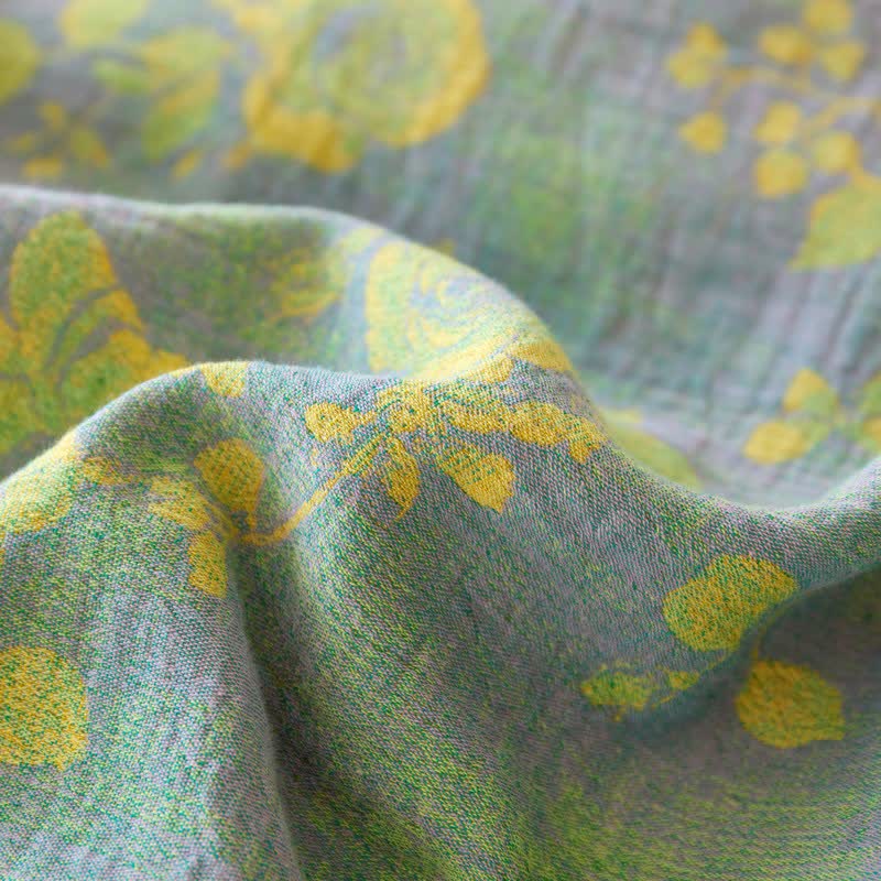 Green & Yellow Rose Cotton Gauze Bedding - image 10