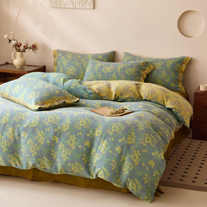 Green & Yellow Rose Cotton Gauze Bedding - image 1
