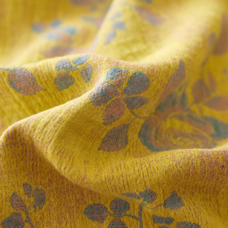 Green & Yellow Rose Cotton Gauze Bedding - image 11