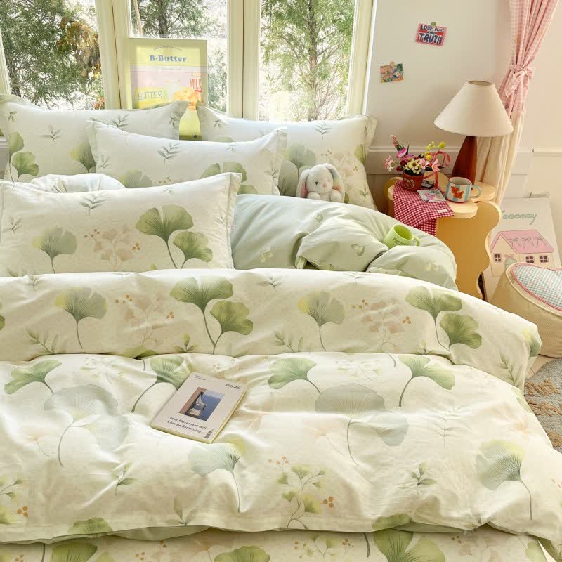 Fresh Rustic Ginkgo Leaf Cotton Bedding - image 1