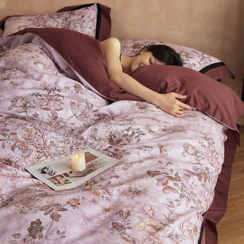 Dreamy Floral & Butterfly Cotton Bedding Set(4PCS) - image 5