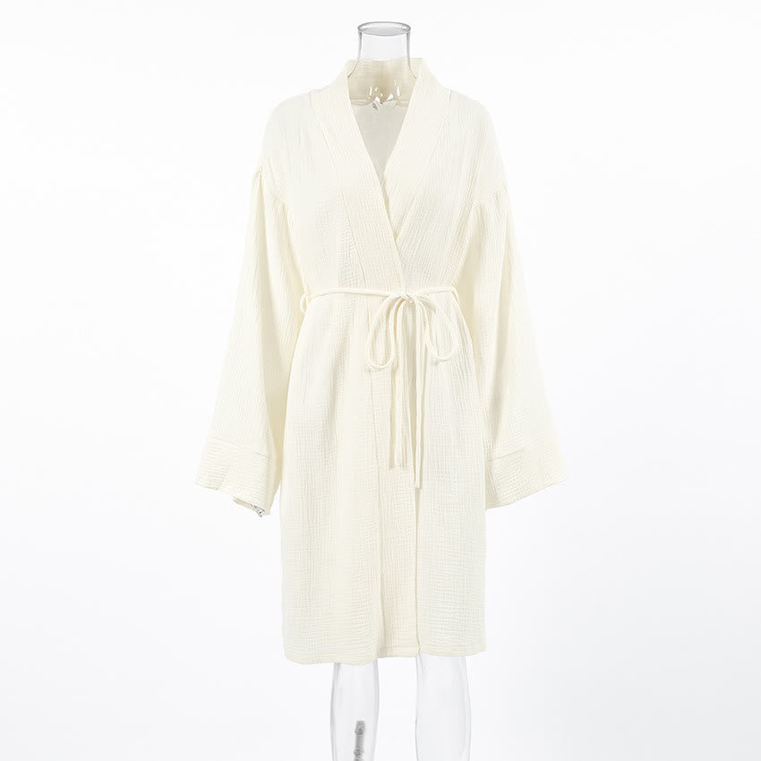 Beige Pure Cotton Kimono Robe - image 5