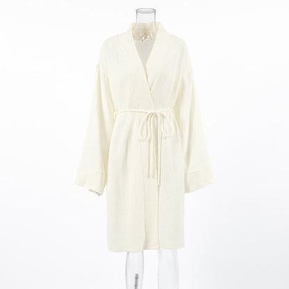 Beige Pure Cotton Kimono Robe - image 5