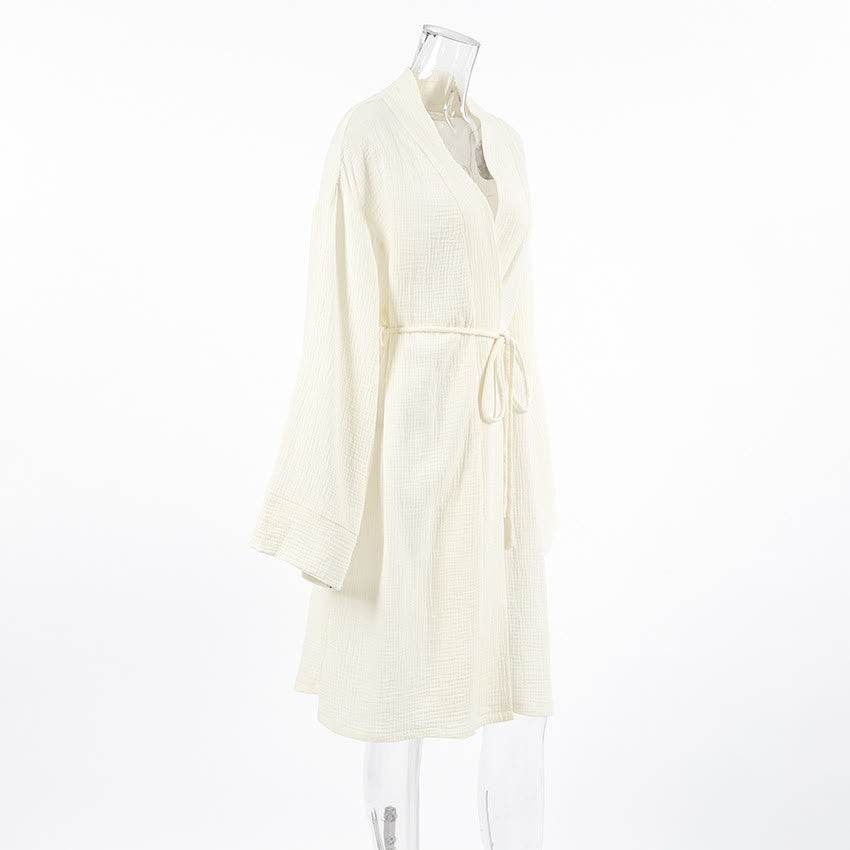 Beige Pure Cotton Kimono Robe - image 6
