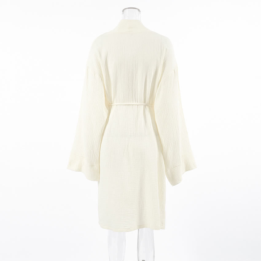 Beige Pure Cotton Kimono Robe - image 7
