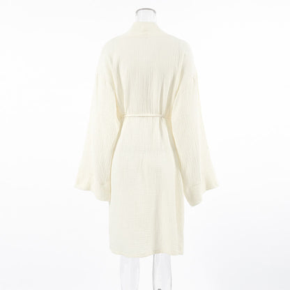 Beige Pure Cotton Kimono Robe - image 7