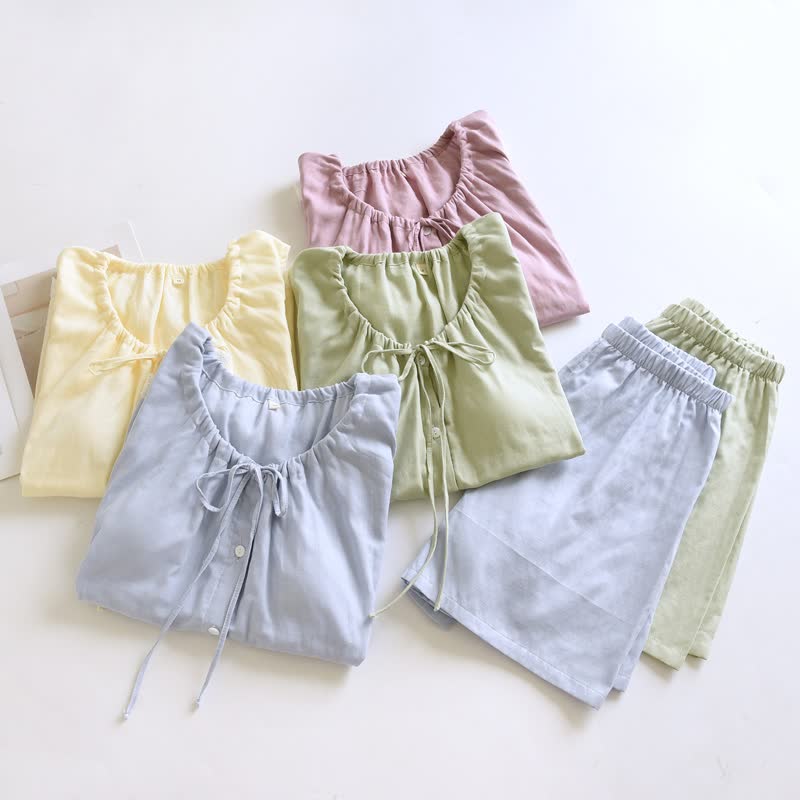 Solid Cotton Lace Trim Tank Pajamas - image 1