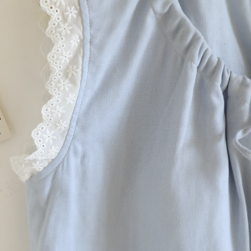 Solid Cotton Lace Trim Tank Pajamas - image 18