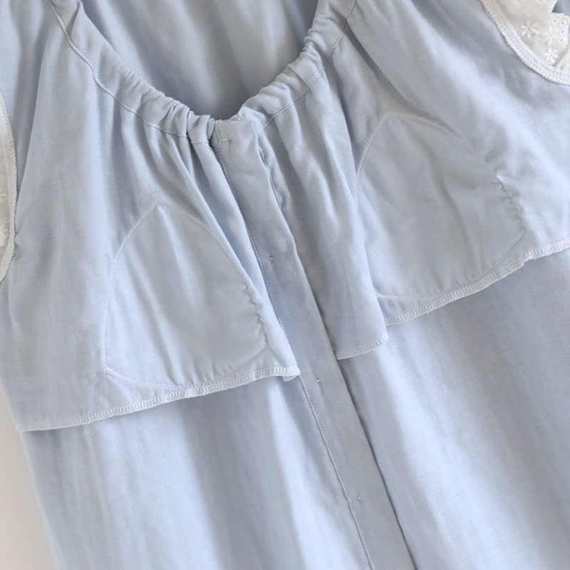 Solid Cotton Lace Trim Tank Pajamas - image 12