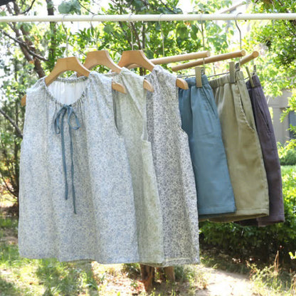 Ditsy Floral Cotton Tank & Shorts Pajama Set - image 0