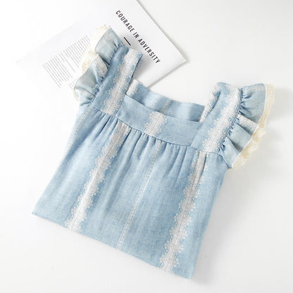 Bamboo Fiber Blue Vertical Pattern Loungewear - image 5