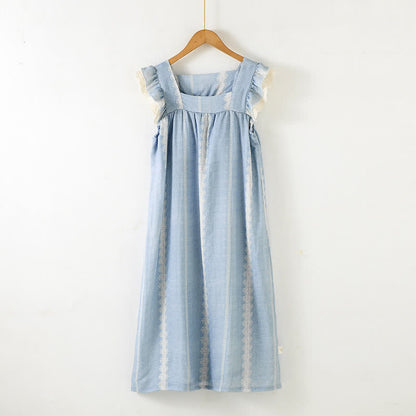 Bamboo Fiber Blue Vertical Pattern Loungewear - Blue - Nightdress - XL - image 4