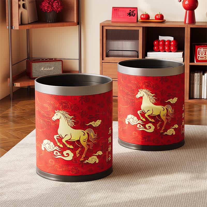 Artisan Leather Equestrian Waste Bin - 9"W x 9"L x 10"H - image 0