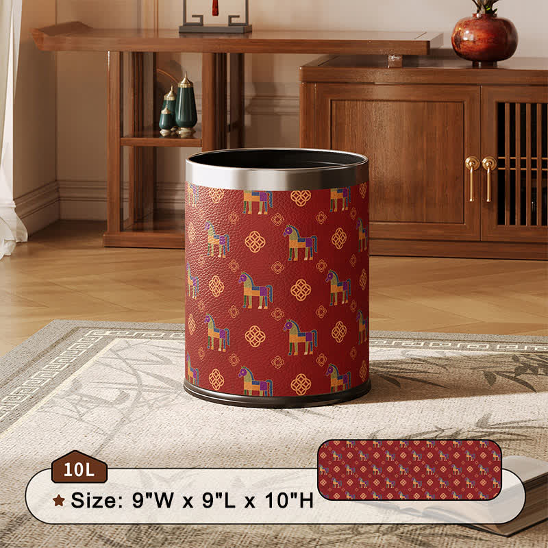 Oriental Geometric Horse Series Trash Can - 9"W x 9"L x 10"H - image 1