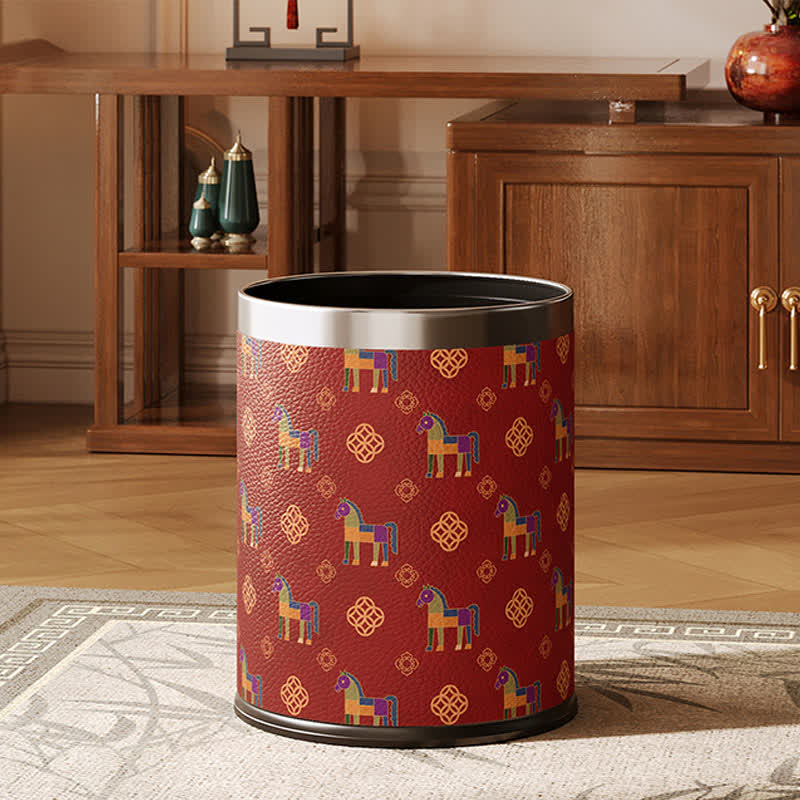 Oriental Geometric Horse Series Trash Can - image 0